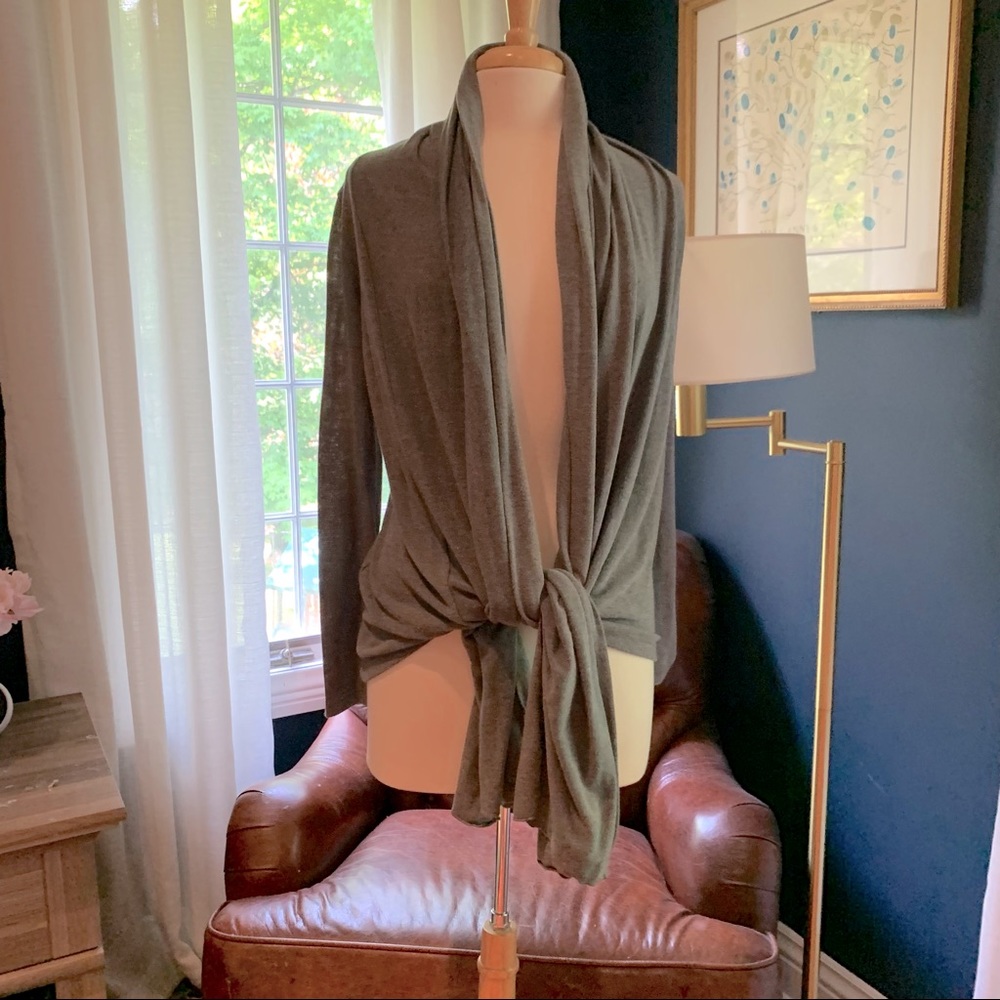 Monteau M Gray Tie Front Cardigan